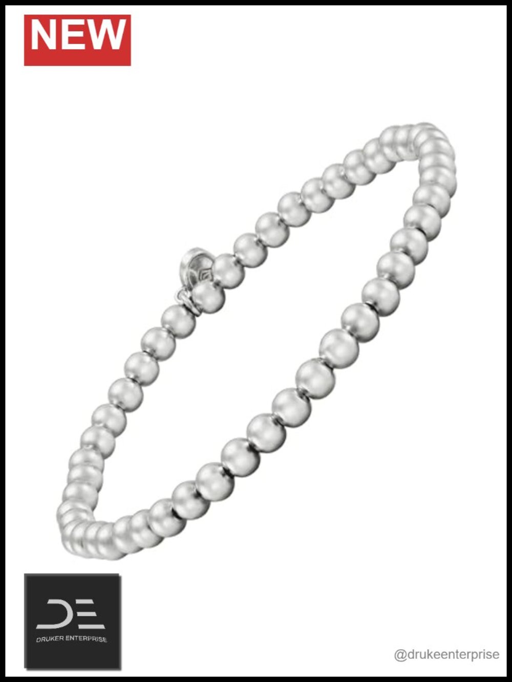 Silpada Sterling Silver Beaded Stretch Bracelet 4mm Dangle Charm 6.25"